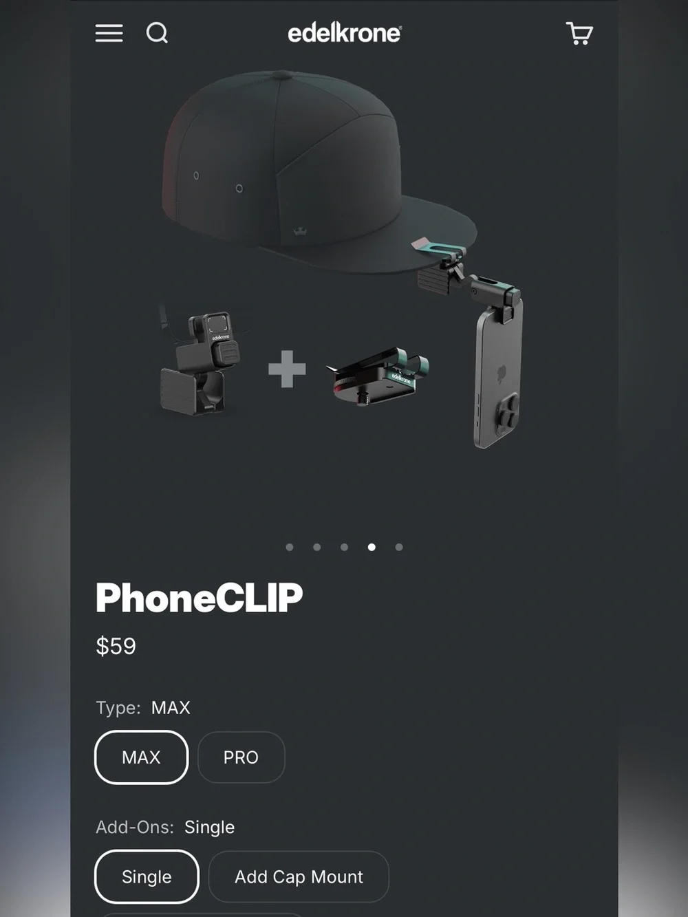 Black Phone/Camera Clip Mount